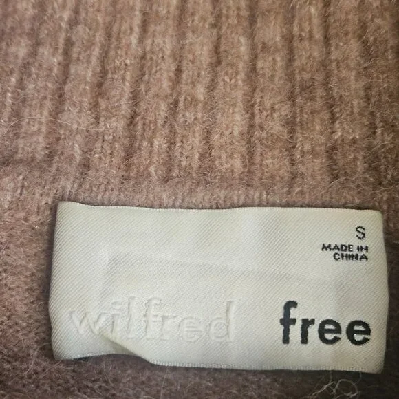 Aritzia Wilfred Free Women's Alpaca Wool Blend Beige Cowl Neck Sweater SZ Small - Picture 6 of 13